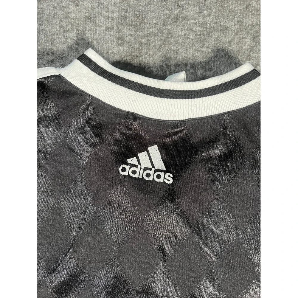 Vintage Adidas Diamond Harlequin Soccer Jersey Black White Mens XXL 90s EQT